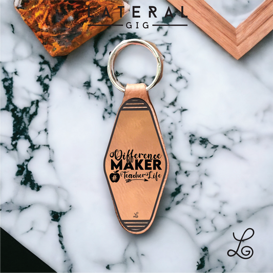 Difference Maker Teacher Life Leather Keychain