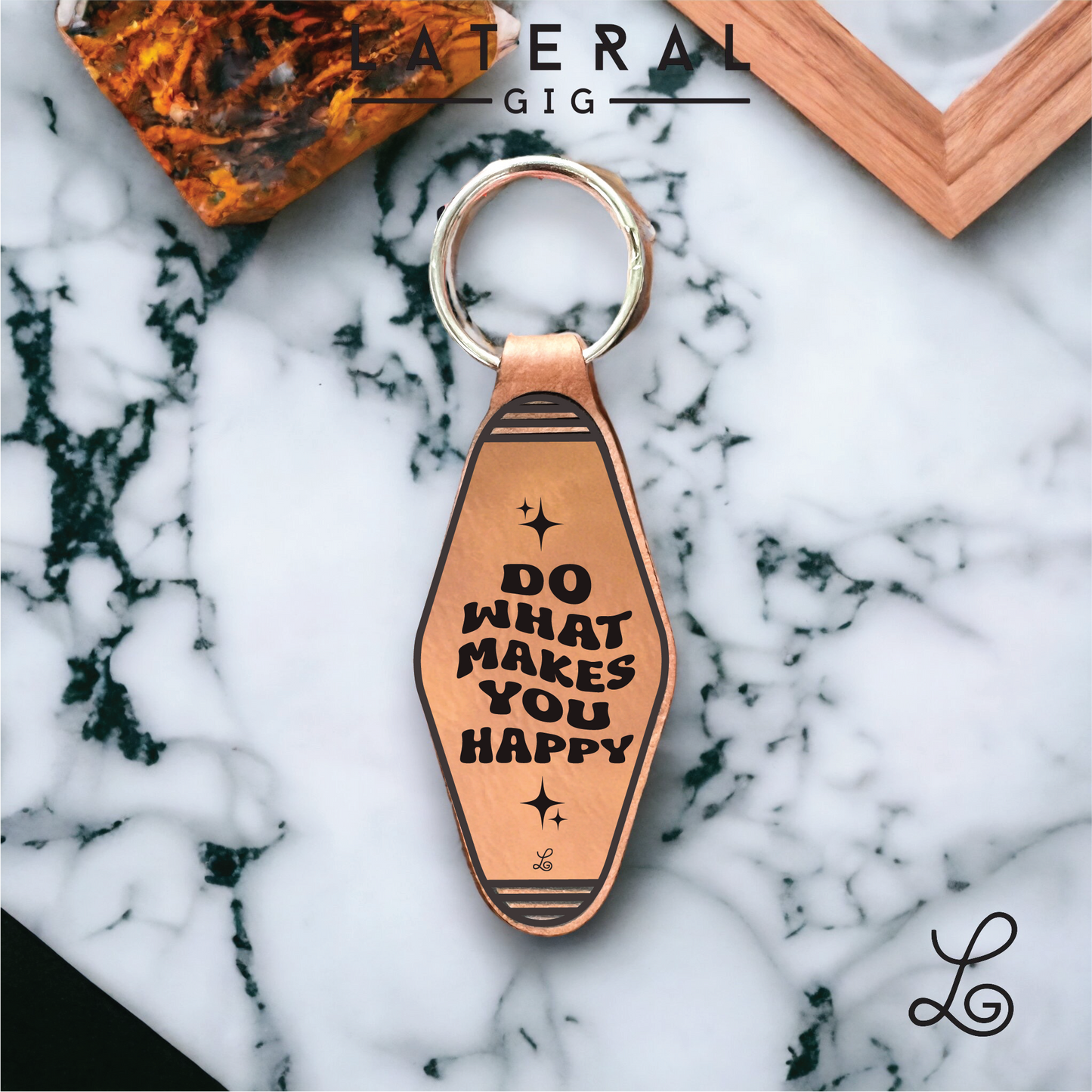 Do What Makes You Happy Leather Keychain