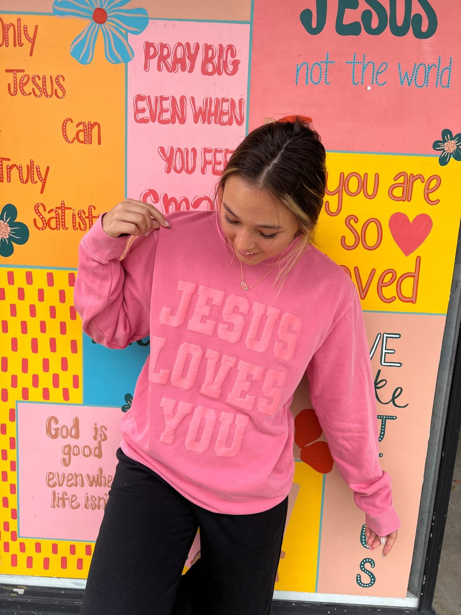 Loving God | Jesus Loves You Garment Dyed Crewneck - Loving God