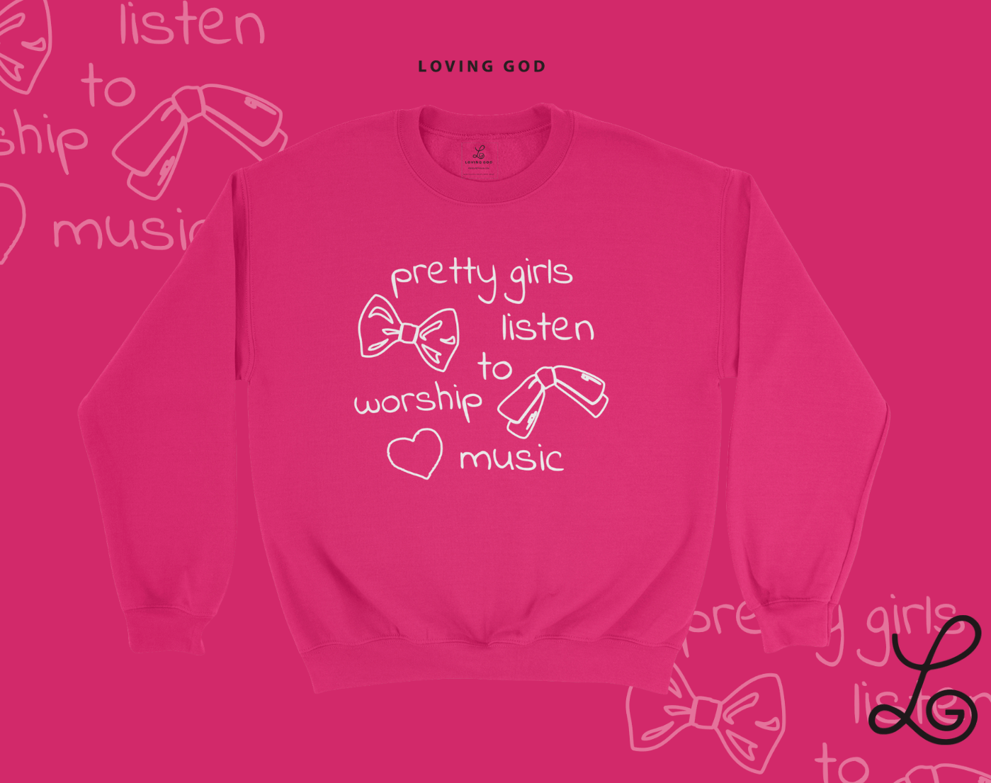 Loving God | Pretty Girls Listen to Worship Music Crewneck Fleece Sweatshirt - Loving God