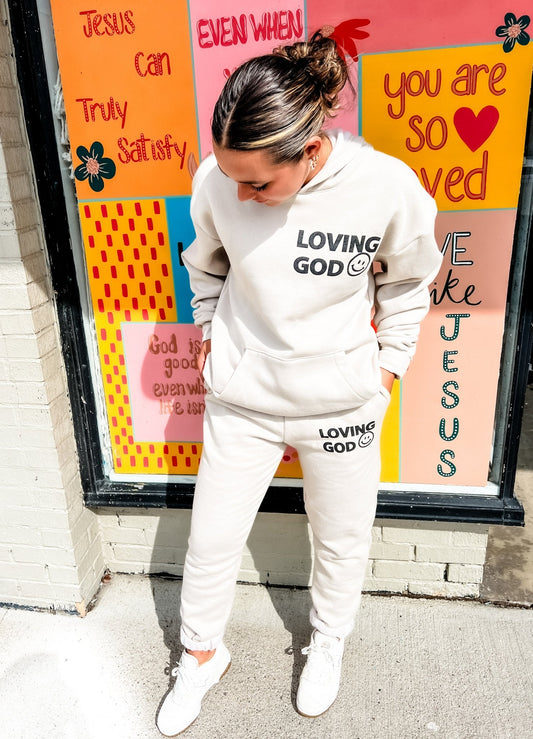 Loving God | Puff Smile Unisex Sweatpants - Loving God